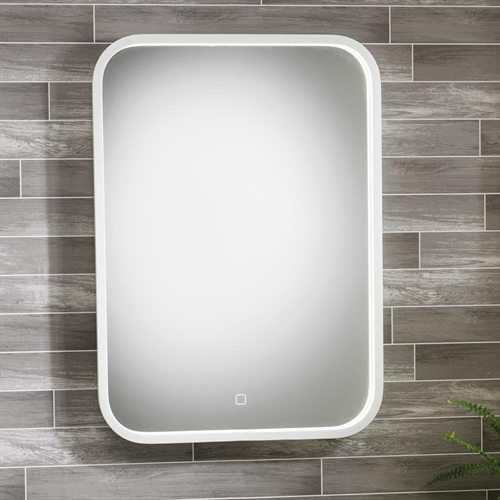 Naxos Mirror with White Frame & Integrated LED Light - 500 x 700mm